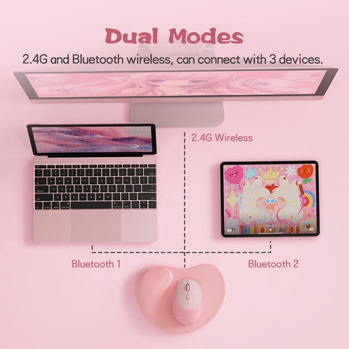 MicroPack MS-201W-CR Lifestyle 2.4G + Bluetooth Wireless Mouse, Cream