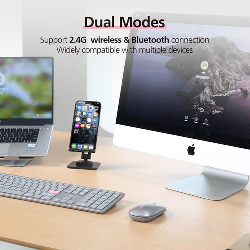 MicroPack ML-203W-GY Lifestyle 2.4G+Bluetooth Rechargeable Wireless Mouse, Grey