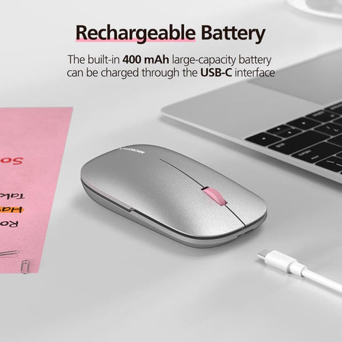 MicroPack ML-203W-GY Lifestyle 2.4G+Bluetooth Rechargeable Wireless Mouse, Grey