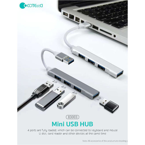 COTECi Universal 4 Port USB Mini Hub (Grey)