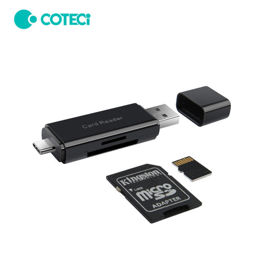 COTECi USB + Type-C 2.0 2-in-1 SD & TF Card Reader (Black)
