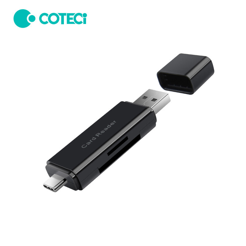 COTECi USB + Type-C 2.0 2-in-1 SD & TF Card Reader (Black)