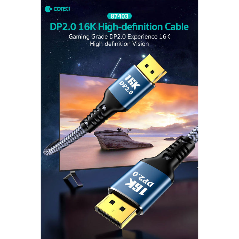COTECi Display Port 2.0 16K Cable 2M