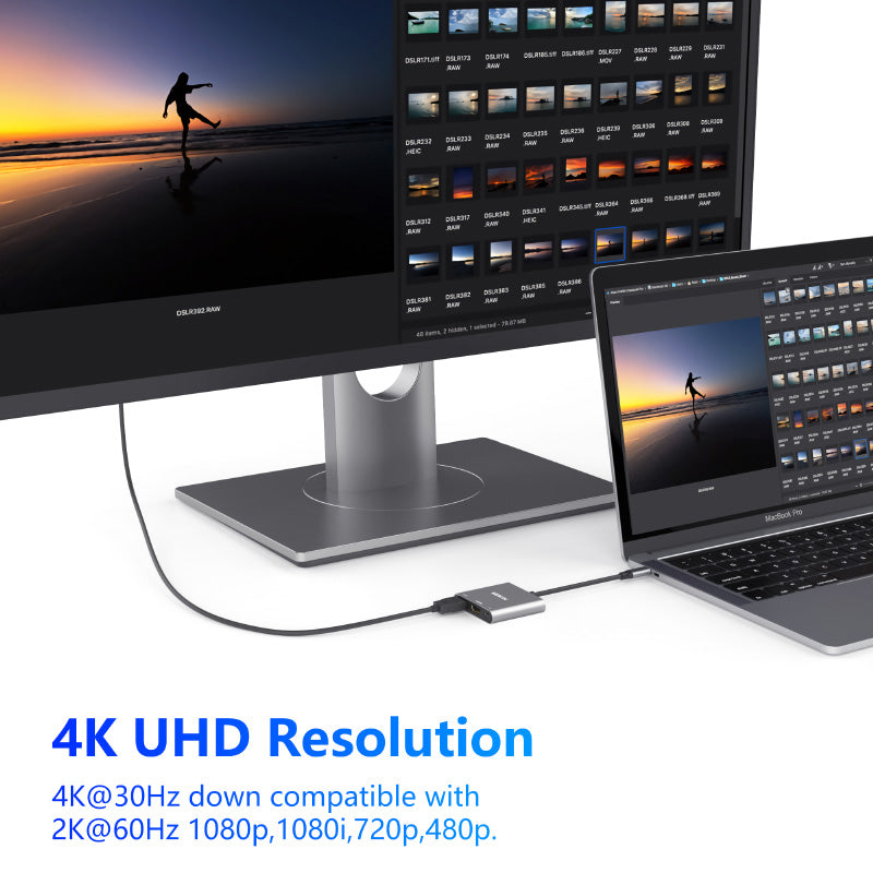 Mokin MOUC1901 3-In-1 Multiport USB-C Adapter to HDMI+USB3.0+PD (Grey)