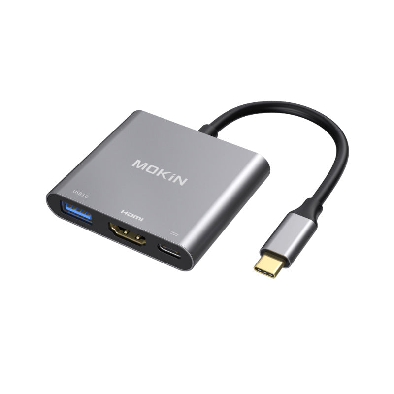 Mokin MOUC1901 3-In-1 Multiport USB-C Adapter to HDMI+USB3.0+PD (Grey)