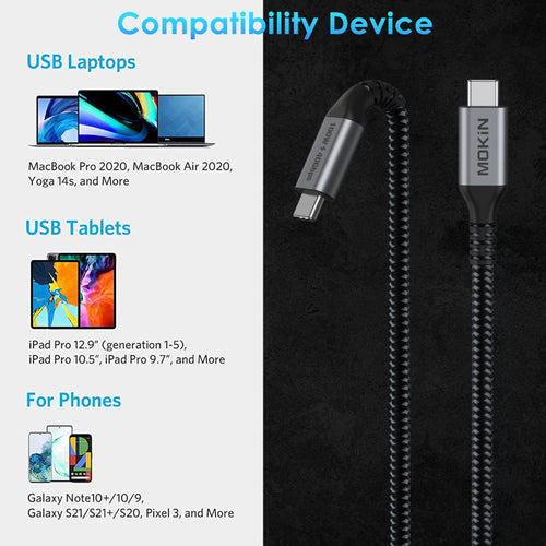 Mokin CC0118 USB4 40Gbps 100W PD USB C Cable 1.8m (Grey)