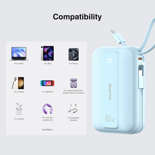 Valore PD65W 20000mAh Powerbank CCC Certified (PD41) - Blue