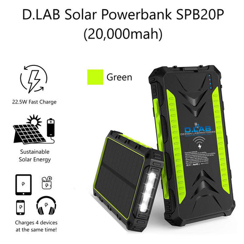DLab SPB20P 20000mAh Solar Powerbank Pro (Green)