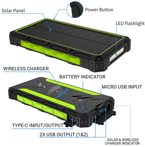 DLab SPB20P 20000mAh Solar Powerbank Pro (Green)