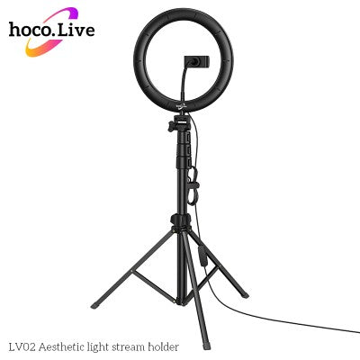 Hoco LV02 Selfie LED Ring Light with Tripod & Holder for 3Devices