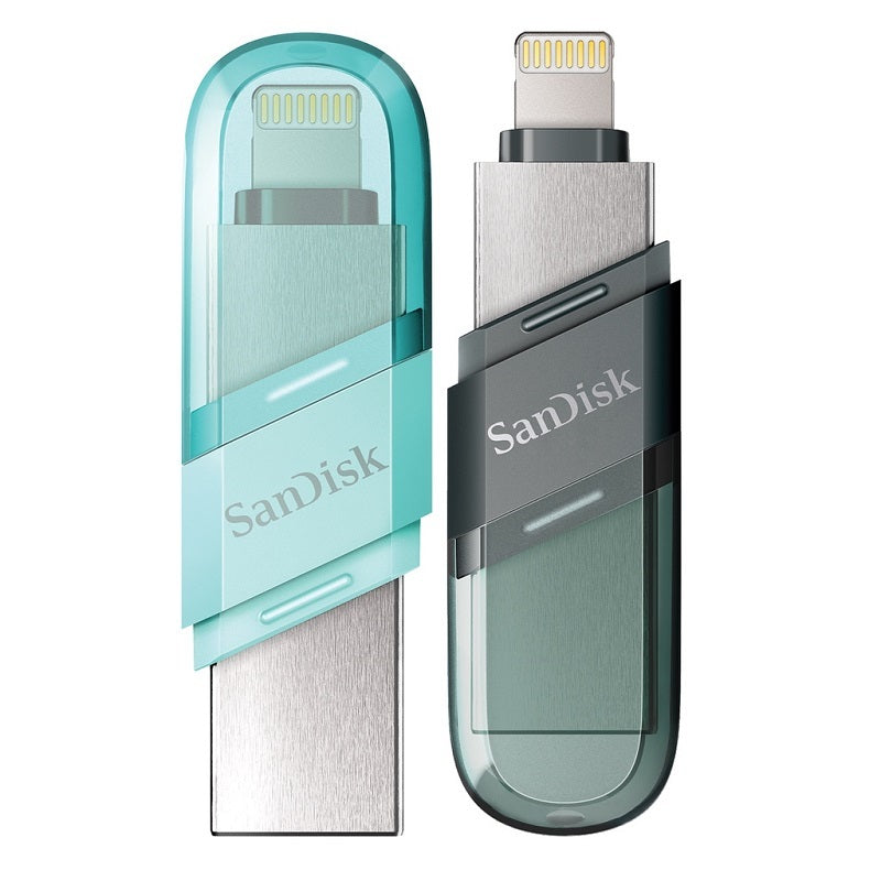 SanDisk iXpand Flash Drive Flip SDIX90N 64GB iOS USB 3.0 Mint Green & Black Twin Pack