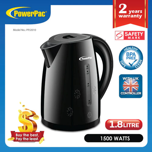 PowerPac PPJ2010 1.8L 1500W Black Kettle Jug