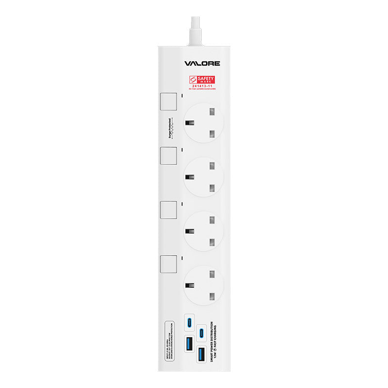 Valore Power Extension Socket 3M (AC-Z43UK2A2C-WH) - White