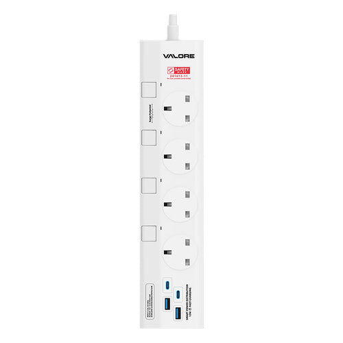 Valore Power Extension Socket 3M (AC-Z43UK2A2C-WH) - White