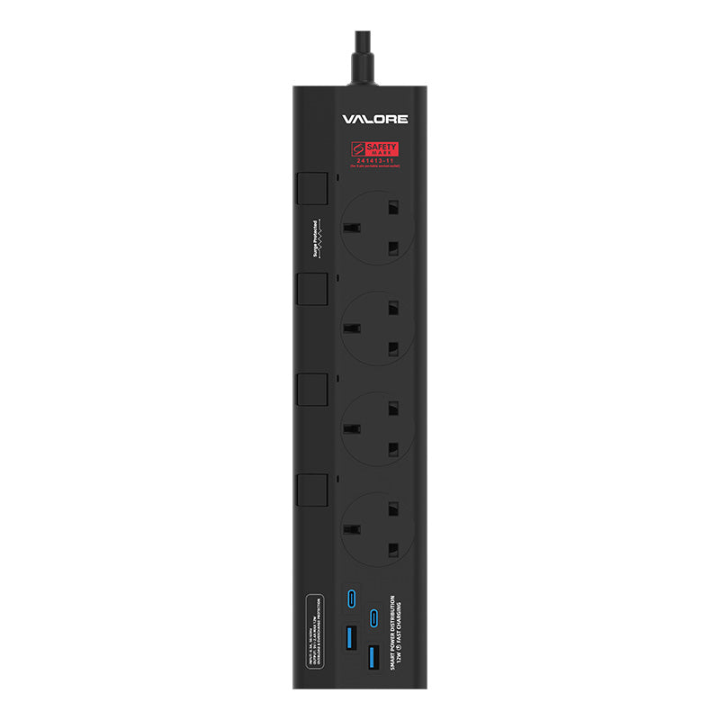 Valore Power Extension Socket 3M (AC-Z43UK2A2C-BK) - Black
