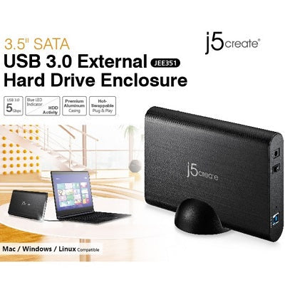 J5Create 3.5 SATA to USB 3.0 External Hard Drive Enclosure (JEE351-1O)
