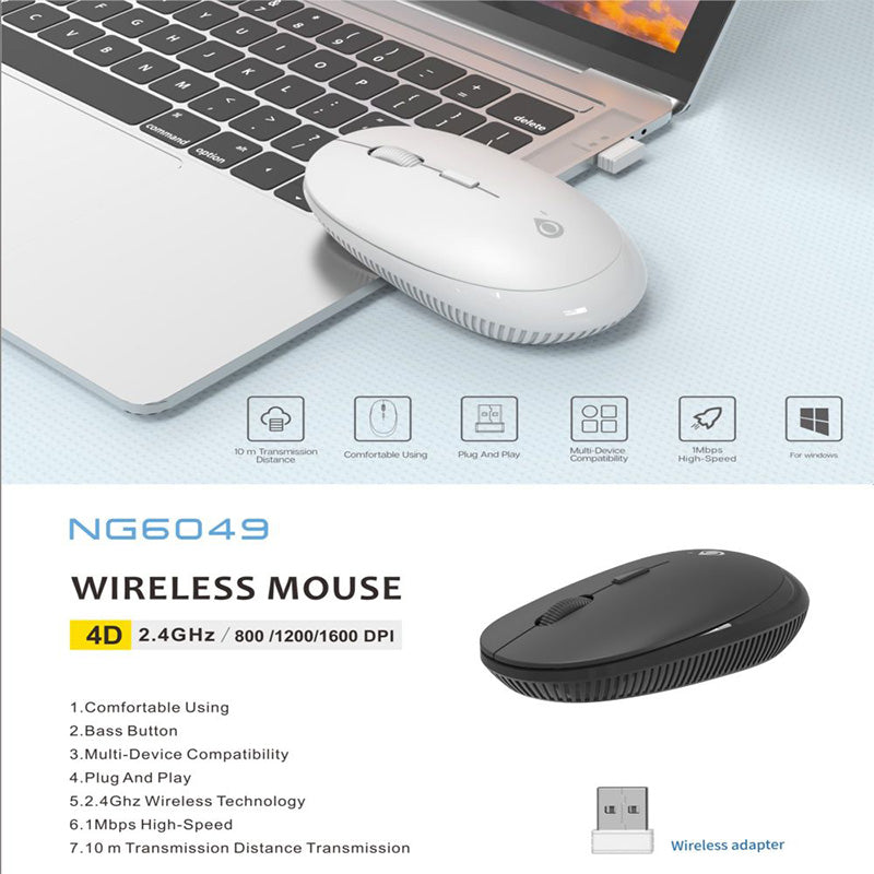Moveteck NG6049 Wireless Mouse 2.4 Ghz 4D 1600DPI (Black)