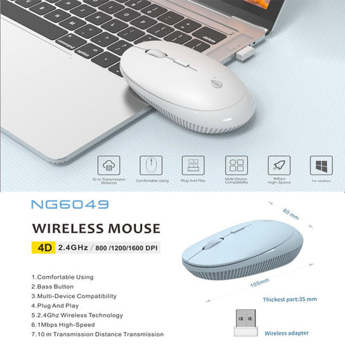 Moveteck NG6049 Wireless Mouse 2.4 Ghz 4D 1600DPI (Blue)