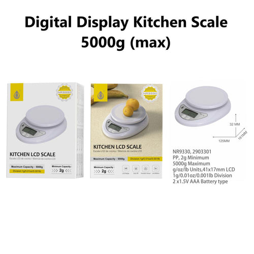Moveteck NR9330 Digital Display Kitchen Scale 5000g