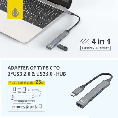 Moveteck NB1451 4-in-1 Type C to USB 3.0 Hub (Slim)