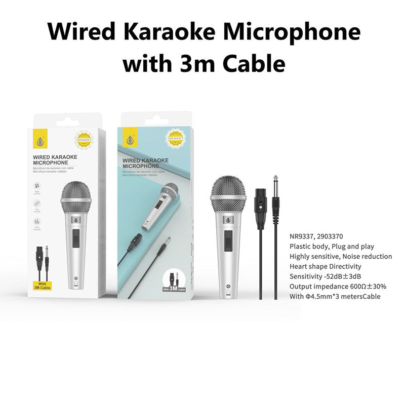 Moveteck NR9337 Wired Microphone with 3M Cable (Silver