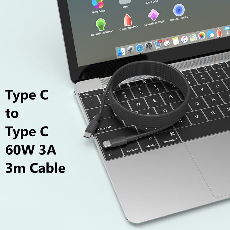 Moveteck TB1324 Type C to Type C 60W 3A MM Cable (Black)