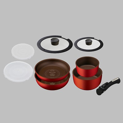 Iris Ohyama H-IS-SE9 Diamond Coated Pan Set w Detachable handle