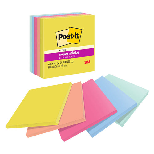 3M Post-it 654-5SSJOY Super Sticky Notes 3x3-inch 90 Sheets