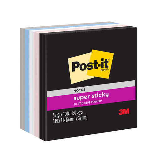 3M Post-it 654-5SSNE Super Sticky Notes 3x3-inch 90 Sheets