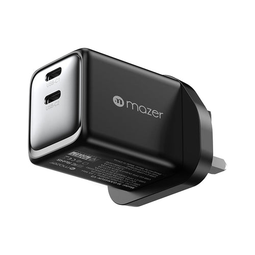 Mazer M-GAN45UK-V3-BK 48W 2C UK Wall Charger-Black