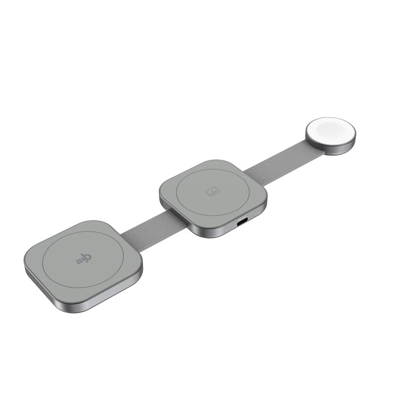 Mazer M-qi2-MagTrifold03-GY/qi2 3-in-1 Trifold Wireless Charging Pad - Grey