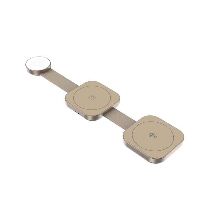 Mazer M-qi2-MagTrifold03-CR/qi2 3-in-1 Trifold Wireless Charging Pad - Cream
