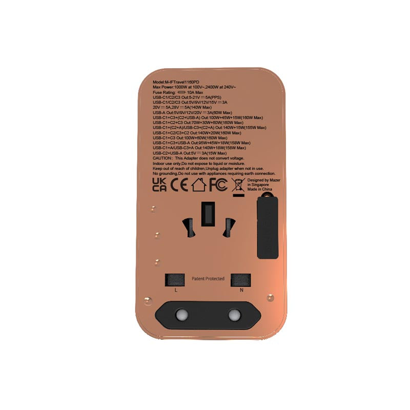 Mazer M-IFTravel1160PD-D PD160W 3C1A World Travel Charger (Desert Titanium)