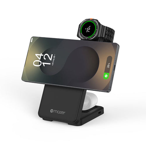 Mazer M-MagFold13S-BK Magnetic 3-in-1 Samsung Foldable Wireless Charging Stand (Black)