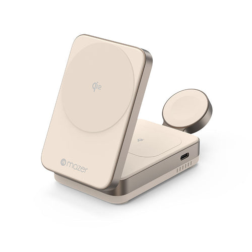 Mazer M-qi2-MagFold05-DT/Qi2 23W Foldable 3in1 Wireless Charger (Desert Titanium)