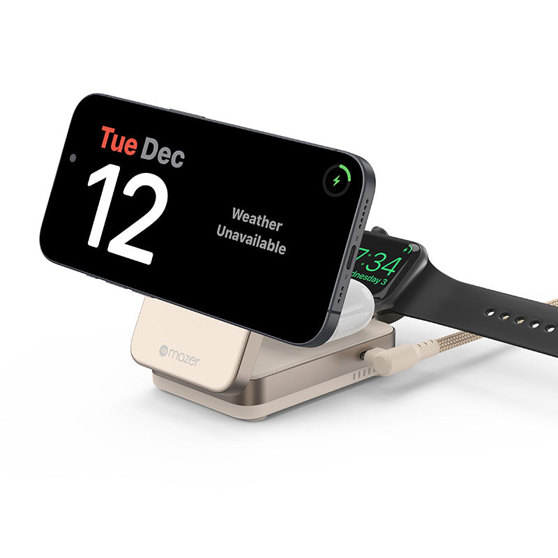 Mazer M-qi2-MagFold05-DT/Qi2 23W Foldable 3in1 Wireless Charger (Desert Titanium)