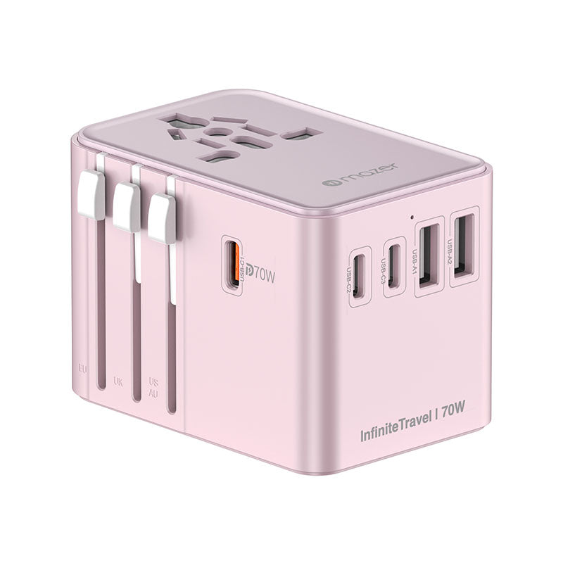 Mazer M-IFTravel170PD-PK InfiniteTravel GaN PD70W 3C+2A World Travel Charger (Pink)