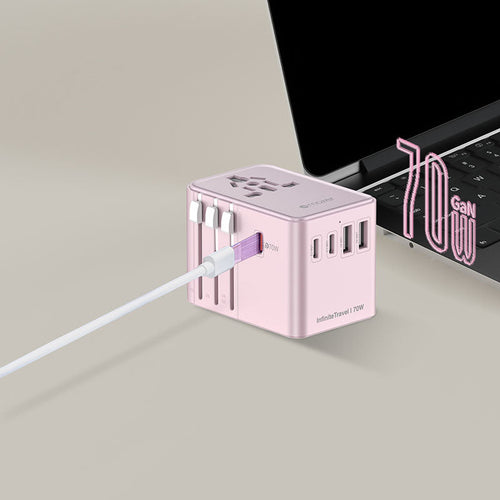 Mazer M-IFTravel170PD-PK InfiniteTravel GaN PD70W 3C+2A World Travel Charger (Pink)