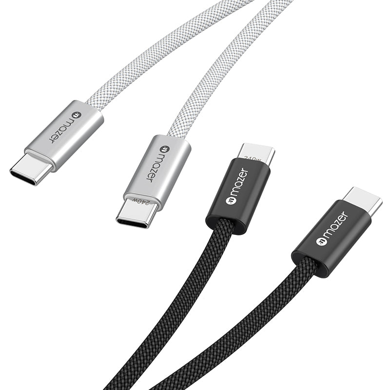 Mazer M-Flex2-Combo1-BW InfiniteLink 2pcs Pack 240W 1M USB-C Cable Combo (Black/White)