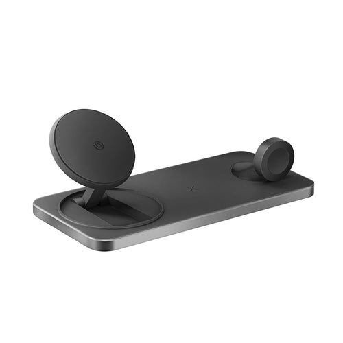 Bazic GoMag Station 3-In-1 Magnetic Fast Wireless Charger with Built-in Apple Watch Charger (Black)
