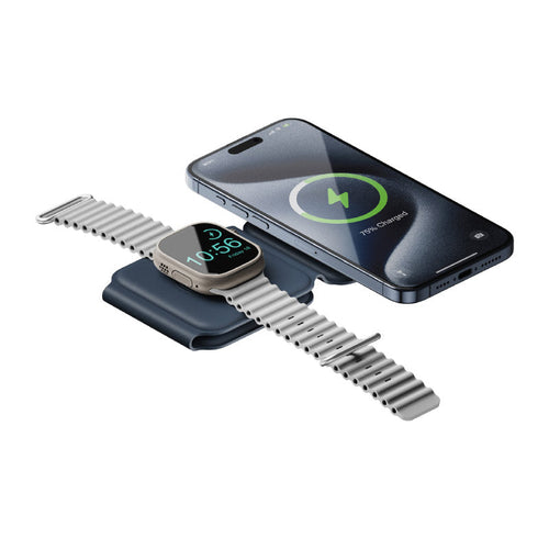 Bazic GoMag Trio Plus-Blue 3-In-1 15W Magnetic Wireless Charging Foldable