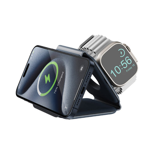 Bazic GoMag Trio Plus-Blue 3-In-1 15W Magnetic Wireless Charging Foldable