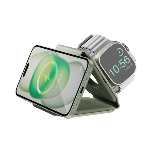 Bazic GoMag Trio Plus-Sage 3-In-1 15W Magnetic Wireless Charging Foldable