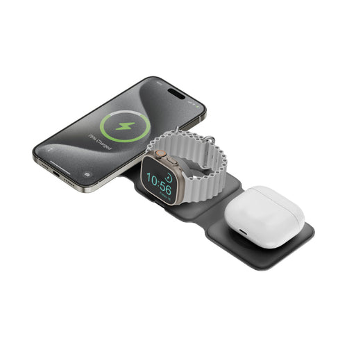 Bazic GoMag Trio Plus-Grey 3-In-1 15W Magnetic Wireless Charging Foldable