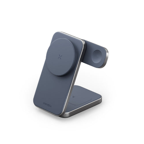Energea MagTrio Plus-BLU 3-in-1 Foldable QI2 Magnetic Wireless Charger (Blue)