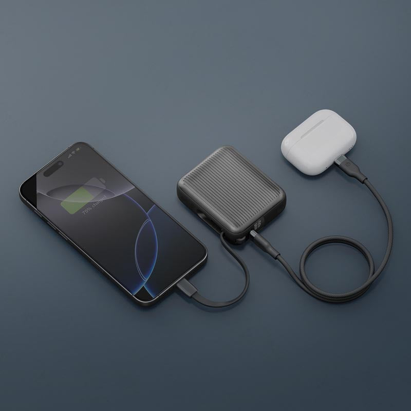 Energea Integra Mini 35 PD35W 10000Mah Powerbank With Built In USB-C Cable (Gunmetal)