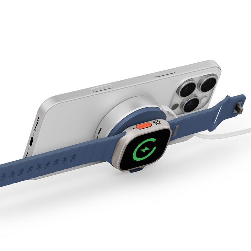 Energea Magduo ARC 2-in-1 Phone And Watch Charger With Retractable Cable (Blue)