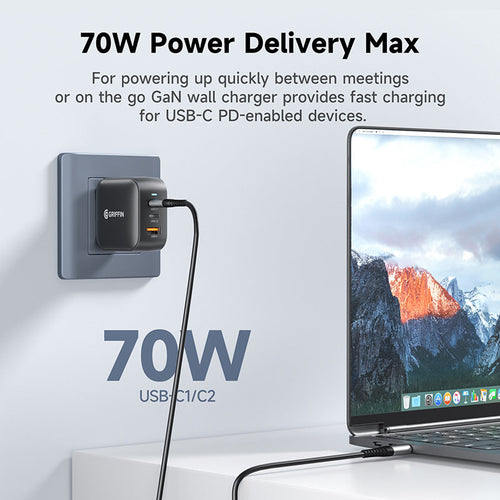 Griffin PowerBlock 70W GaN Wall Charger (Travel Ready)