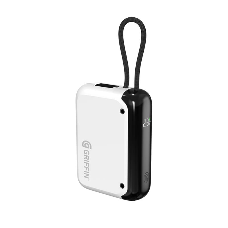 Griffin Powerbrick 10000mAh PD 30W w/Built-in Cable (White)