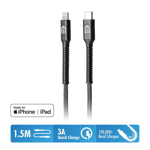 Daiyo CP2617-BK MFI Lightning to Type C Male 1.5m (Black)